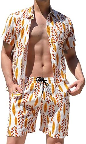 Boomcool Хавајска кошула за мажи кратки ракави печатени копче надолу летни кошули на плажа за мажи