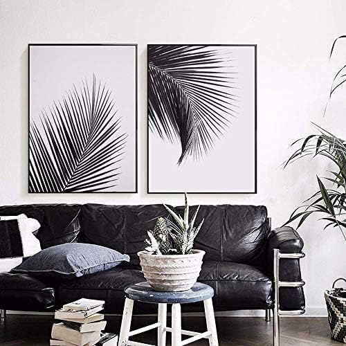 Artinme Trendy Rramed Modern Abstract Elegant Elegant Black -Blay Palm The Leises Giclee Canvas отпечатоци wallидна уметност слика дневна соба спална соба дома украси