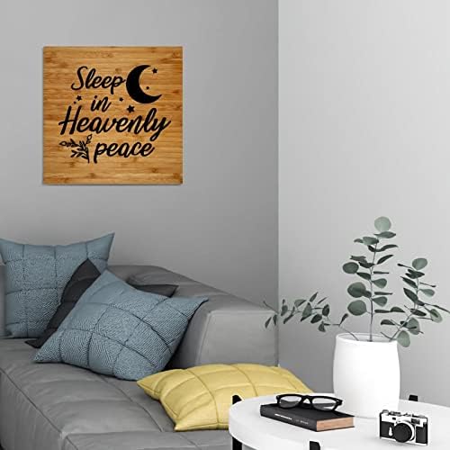 Врежан дрвен плакета сон во небесен мир едноставен стил за wallидна уметност што виси или украси за мантија, 14x14 инчи
