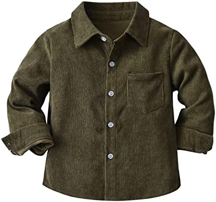 2023 летни мали деца момчиња со долг ракав Зимски есенски кошула врвови на палто за надворешна облека за облека за бебиња руно зелено