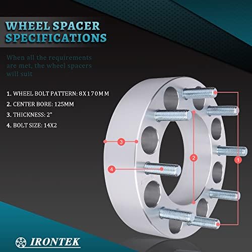 Простори на тркала IRONTEK 2 8x170mm [M14X2 столпчиња, супер-должност од 125мм Hub] 8x6.63in растојанија на тркалата за FORD 99-16 F-250/F-350/F-2550