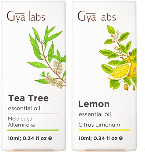 Масло од чајно дрво за есенцијално масло за кожа и лимон за сет на дифузери - чисто терапевтско одделение за есенцијални масла - 2x10ml - лаборатории GYA