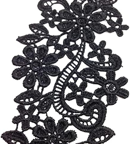 Karmelling 1 пар црна фино чипка ткаенини закрпи везени украсени декорации за декорирање на декорирање, 38 x 14см