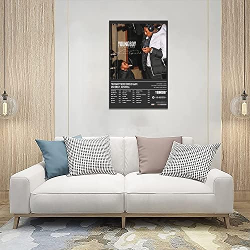 Постер на Youngboy никогаш не се скршил Постер Постер Искрено Кенрел албум насловна wallидна уметност платно за канцелариски декор Необразно 12 „Х 18“