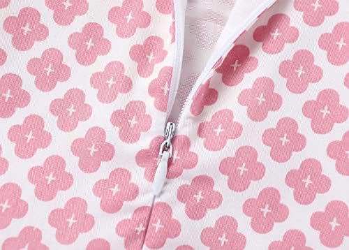Smling Pinker Baby Toddler Девојки летни цветни памучни памучни фустани квадратни вратот на ракав за забавен фустан со појас со појас