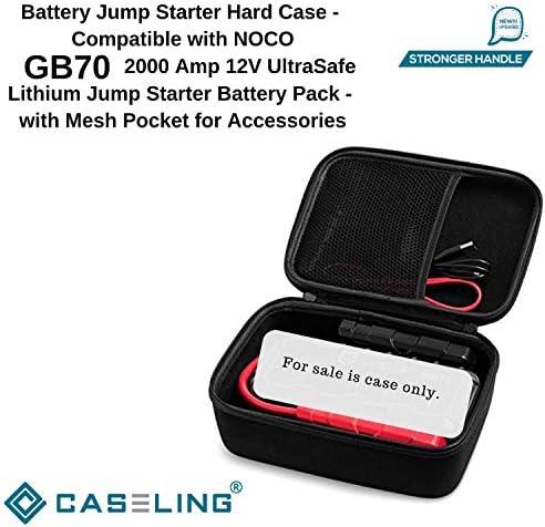 Тешка кутија за CaseLing, компатибилен со GB70 2000 AMP 12V литиум Скокни стартер Батерии со џеб за мрежи за додатоци