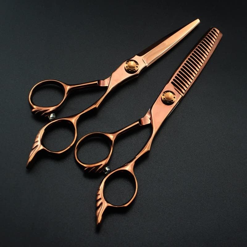 Ножици за сечење на косата, 6 инчи Јапонија челик црвен череп салон за ножици за коса, сечење бербер макас, слабеење ножици за фризерски ножици