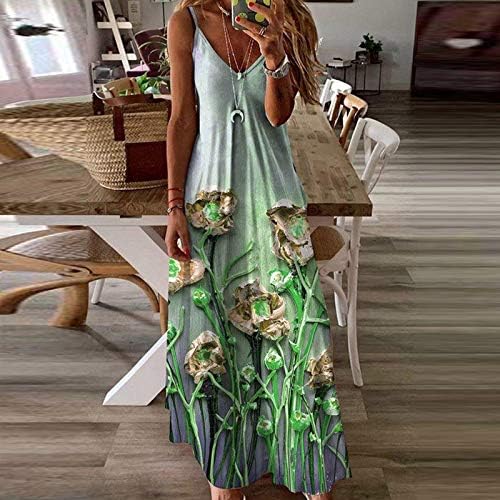 Обични Фустани За Жени Должина На Коленото Со Ракави Женски Фустанкамизол 3Д Цветен Цветен Летен Фустан За Жени