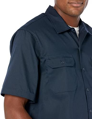 Essentials Машката дамка за кратки ракави и работна кошула отпорна на брчки