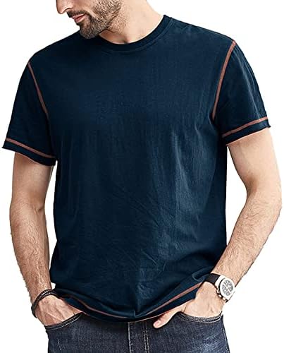 Машки обични маици удобни летни врвови со краток ракав Активна екипаж кошула мека вградена мада мода основен врв