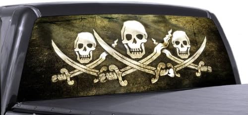 Vuscapes - Пиратско знаме - Графички камион на задниот прозорец - Декларен SUV преглед преку винил