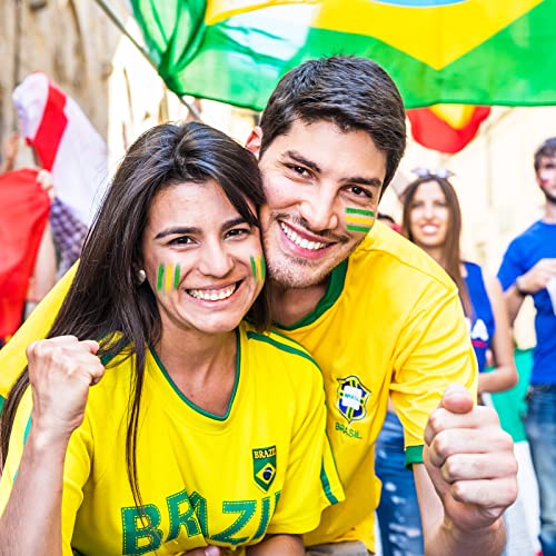 Бразил Знаме Лице Боја-Зелена Жолта Зелена 3 Бои Лента Фан Четка Стап, Лице И Тело Боја За Бразилскиот Национален Ден, Косплеј, Партија, Фудбалски Поддржувачи Светск