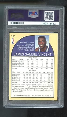 1990-91 обрачи #223 Сем Винсент Мајкл Jordanордан емисии облечени во #12 ПСА 8 оценета кошаркарска картичка НБА 90-91 1990-1991 Чикаго Булс