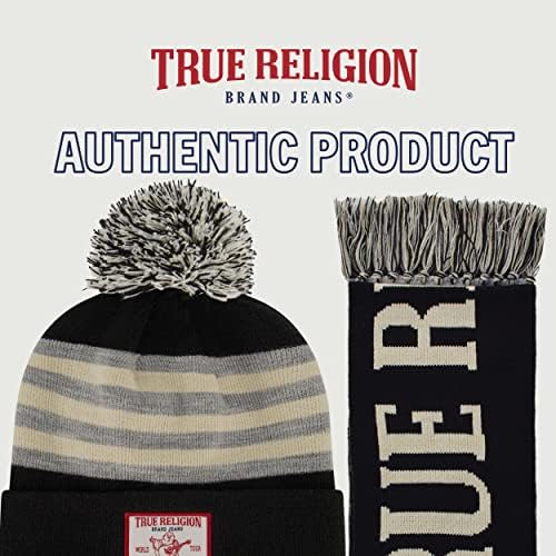 Вистинска религија Beanie Hat and Set, зимска манжетна капа со шамија во стил на пом и стадион
