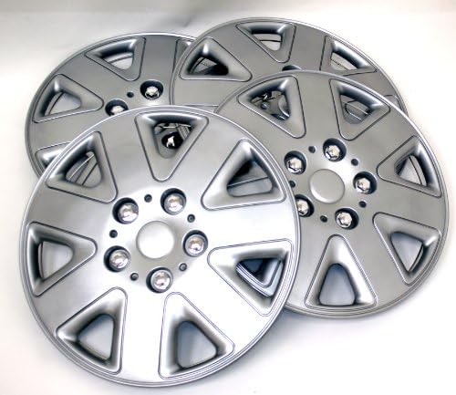 TuningPros WSC-026S15-Пакет од 4 HubCaps-метални типови на метални сребрени тркала во стилот од 15 инчи