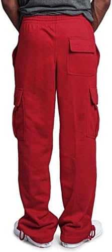 Uerуер Менс тешка категорија за џемпери, руно, наредени карго панталони Еластично влечење на половината, баги џоги, фитнес трчање панталони