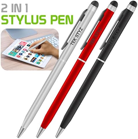 Pro Stylus Pen за Micromax Обединете 3 со мастило, голема точност, дополнителна чувствителна, компактна форма за екрани на допир [3 пакет-црно-црвен-силвер]