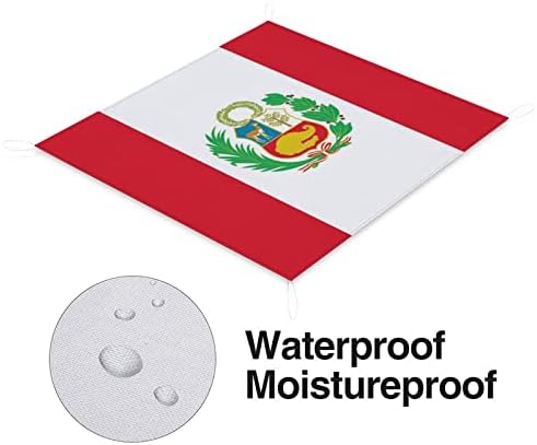 Перуанско знаме водоотпорен пикник душек Брзо сушење преносно ќебе за плажа за патувања на отворено со торба за складирање 59 x57