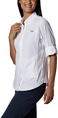 Колумбија женски PFG Tamiami ™ II II кошула со долг ракав, бела, мала