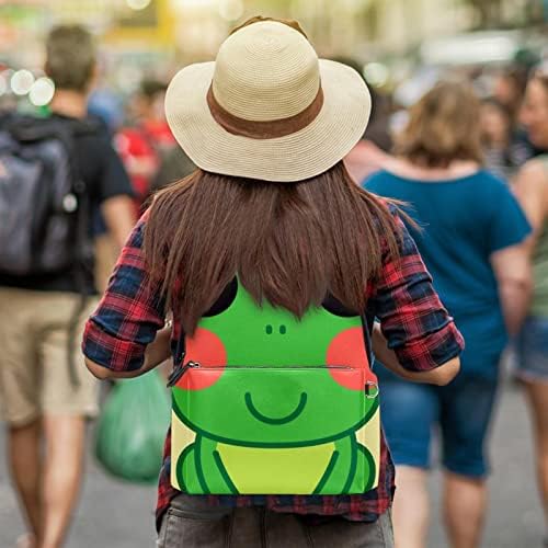 Tbouobt кожен ранец за патувања со лесен лаптоп лесен ранец за жени мажи, жаба со цртан филм животински филмови