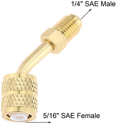 R410A адаптер 5/16 Femaleенски, 1/4 машки адаптер за вртење на SAE се вклопува за мини-климатизери на системот за разделување, адаптер за ладилни вентили за ладилник 1/4 SAE за кл