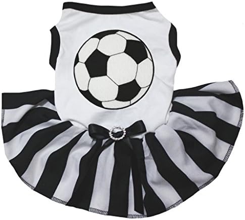Фудбал Петитебела Бела Кошула Црн Фустан Со Пруги Фустан За Кученце