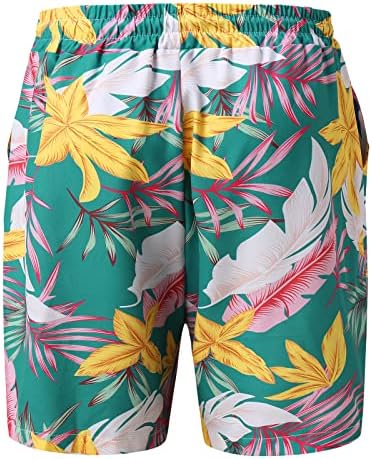ЗДДО ЛЕТСКИ ПАРТИ ЗА МАНСКИ Хавајски лисја цветни печати за пливање на пливање лабави вклопени обични шорцеви за пливање на плажа