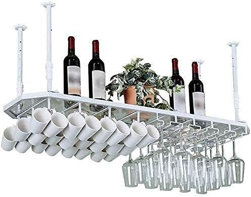 Решетка за вино FOVKP, лавици за вино тавани за вино, висино вина стакло, држач за шише со вино, рустикален wallид, монтиран држач за држачи за стебвер, бело, 80 35 см