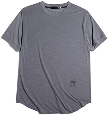 Машка мека цврста боја тенок тенок маица памук памук со кратки ракави врвови големи и високи, модни обични мета за мажи
