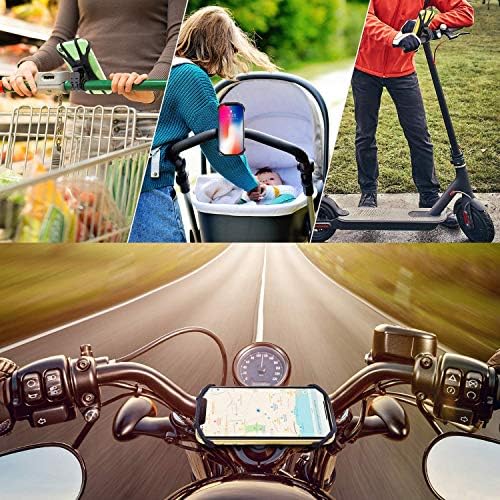 Велосипед и моторцикл Телефон Монт 2 пакет, одвојување на 360 ° држач за ротирачки телефон за велосипедска лента, универзална прилагодлива силиконска лента, за iPhone 12/