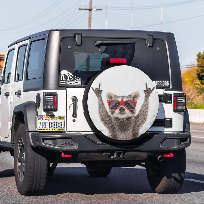 Обвинка на резервните гуми на Еладлеј, црвени очила, ракун гуми, водоотпорни капаци на УВ сонцето, погодни за приколка RV SUV 14 инчи