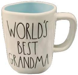 Најдобра баба на Rae Dunn World Ceramic Cape, чај, супа од супа/ чаша со сина внатрешност.