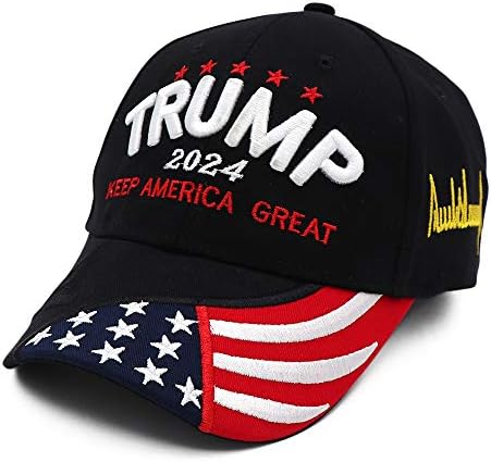 Шапка Трамп 2024 - Доналд Трамп Хет - 2024 Чувајте ја одличната капа на Америка - Мага Камо изведена прилагодлива капа за бејзбол со знаме