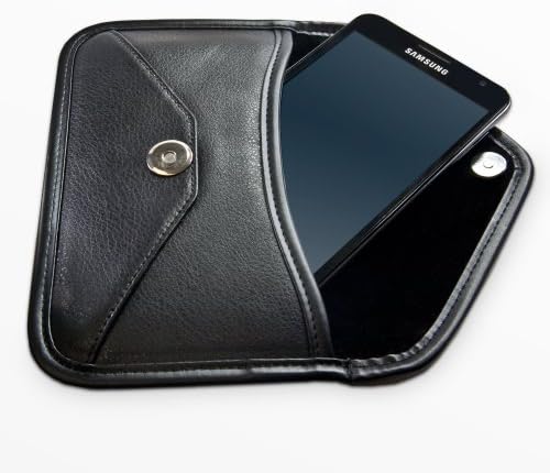 Boxwave Case компатибилен со Honor 7 - Елитна торбичка за кожен месинџер, синтетичка кожна обвивка за куќиште дизајн на пликови за чест 7 - џет црно