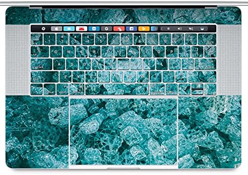 Vonna vinyl Decal Skin компатибилна за MacBook Pro 16 2019 M2 Pro 13 2022 Pro 13 2020 Retina 15 Air 13 12 Cover Modest Glass Teal Crystals налепница лаптоп дизајн сина горната печатена текстура T0160