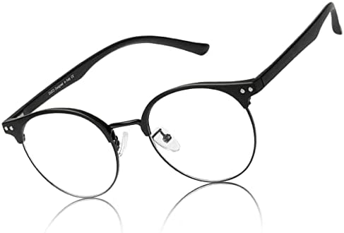 ДУКО Сини Светлосни Очила За Мажи Жени Очила За Блокирање На Сини Зраци Компјутерски Очила За Тинејџери Црни Ретро Тркалезни Очила Рамка без рецепт 5203