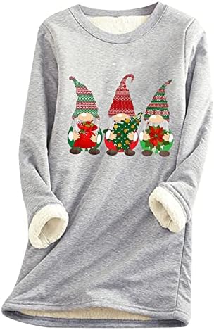 Xiloccer жени Божиќни врвни жени есен и зимски Божиќ печатено топло дно кошула лабава врвна плус кадифе големи кошули