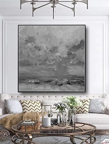 Апстрактни црно -бели дизајн wallидни масло слики рачно изработени тешки текстура морско сликарство платно wallидни уметнички слики за канцелариски wallиден декорациј?