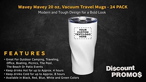 Персонализирани брановидни Mavey 20 мл. Чаши за вакуумски патувања - 24 пакет со сопствен текст, лого - бело