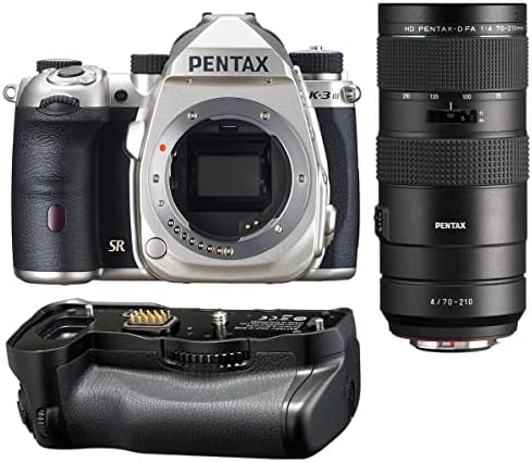 Pentax K-3 Марк III APS-C-Формат Dslr Тело На Камерата, Сребрена HD D FA 70-210mm F4 ED SDM WR Леќа D-BG8 Батерија Зафат