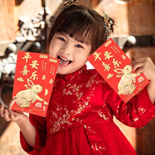Амосфун Свадба Фаворизира 24 парчиња Кинеска Нова Година Црвени Пликови 2023 Зајак Црвени Пликови 2023 Кинески Црвени Пликови 2023 Зајак Црвени Пакети За Новогодишна Заб