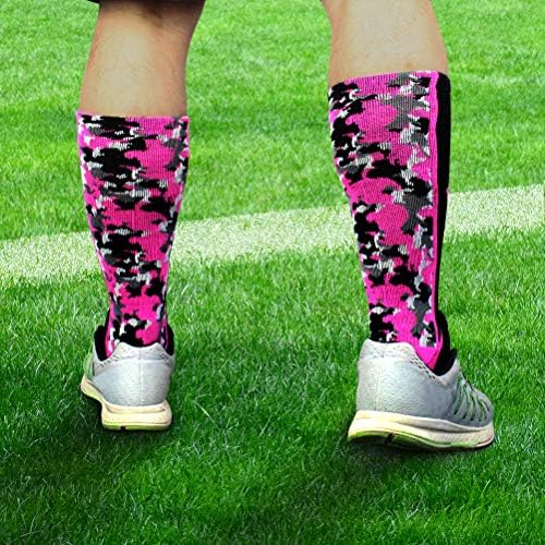 Сет на свест за рак на дојка розова лента чорапи и рачни ленти - Атлетски дигитални камо екипа чорапи+ Зглобови на зглобот