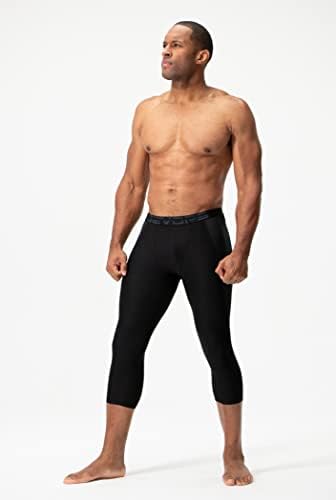 DevOps 2 пакуваат машки 3/4 компресивни панталони атлетски хеланки со џеб