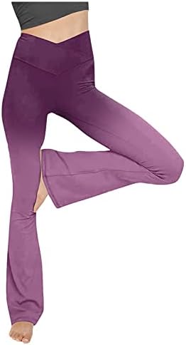 Женски Панталони За Јога Градиент Подигање За Печатење Исечете Хеланки За Вежбање Со Висок Струк Еластични Панталони За Контрола На Стомакот