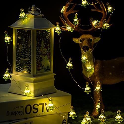 Светла во форма на новогодишна елка во Кајсонова 10ft 30 LED LED батерии, жици на елки со далечински и тајмер за Божиќ, зима, свадба, роденденски забави, DIY Home Decor, 8 режими на