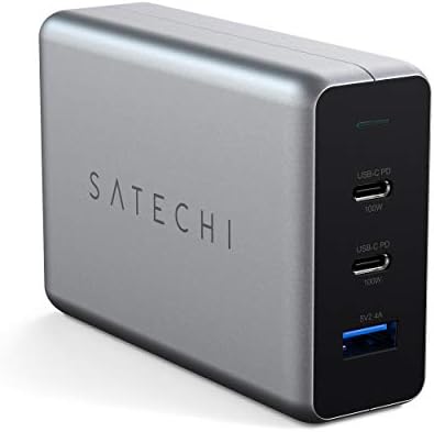 Satechi 100W USB C PD Компактен GAN Charger - За M2/M1 MacBook Pro/Air, M2/M1 iPad Pro/Air, iPhone 14 Pro Max/14 Pro/14/1 14 плус