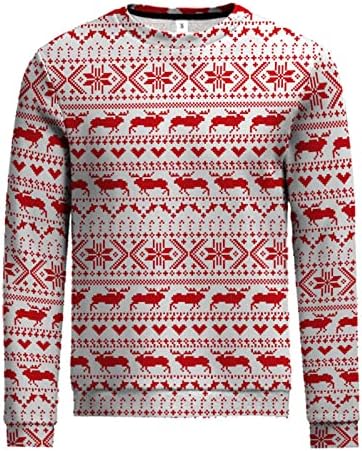 ДСОДАН Грпи Божиќни џемпери за мажи со долги ракави Божиќ ирваси и ирваси за снегулка, пулвер за зимски моден џемпер врвови