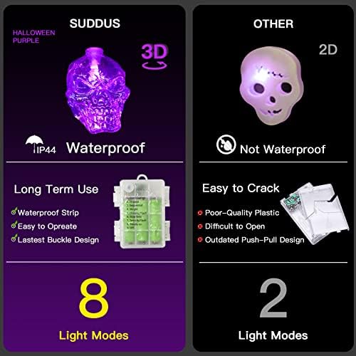 Светло за Ноќта на вештерките на Суддус управувана батерија, управувана батерија, светла за вештерки на черепот Страшен скелет 20д, плашлив врата за Ноќта на вештер?