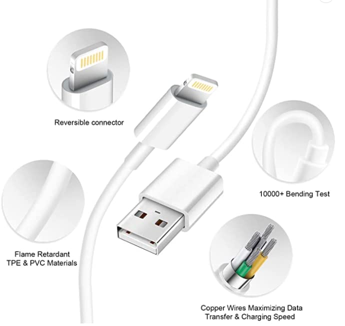 USB кабел за полнење/кабел Компатибилен со iPhone 13/12/11/11Pro/11max/x/xs/xr/xs max/8/7/6