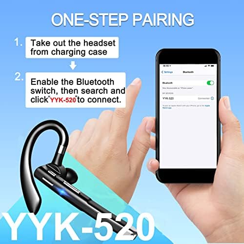 HSILES BLUETOOTH слушалки за мобилни телефони 500 часа време на подготвеност со LED Case Case 270 степени ротирачки MIC Hands Free Bluetooth 5.1 верзија